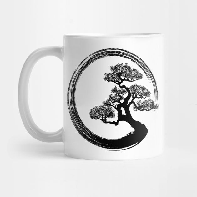 Enso Zen Circle and Bonsai Tree by Nartissima